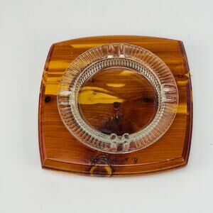 1000 islands, NY Wood Base Glass Ashtray
